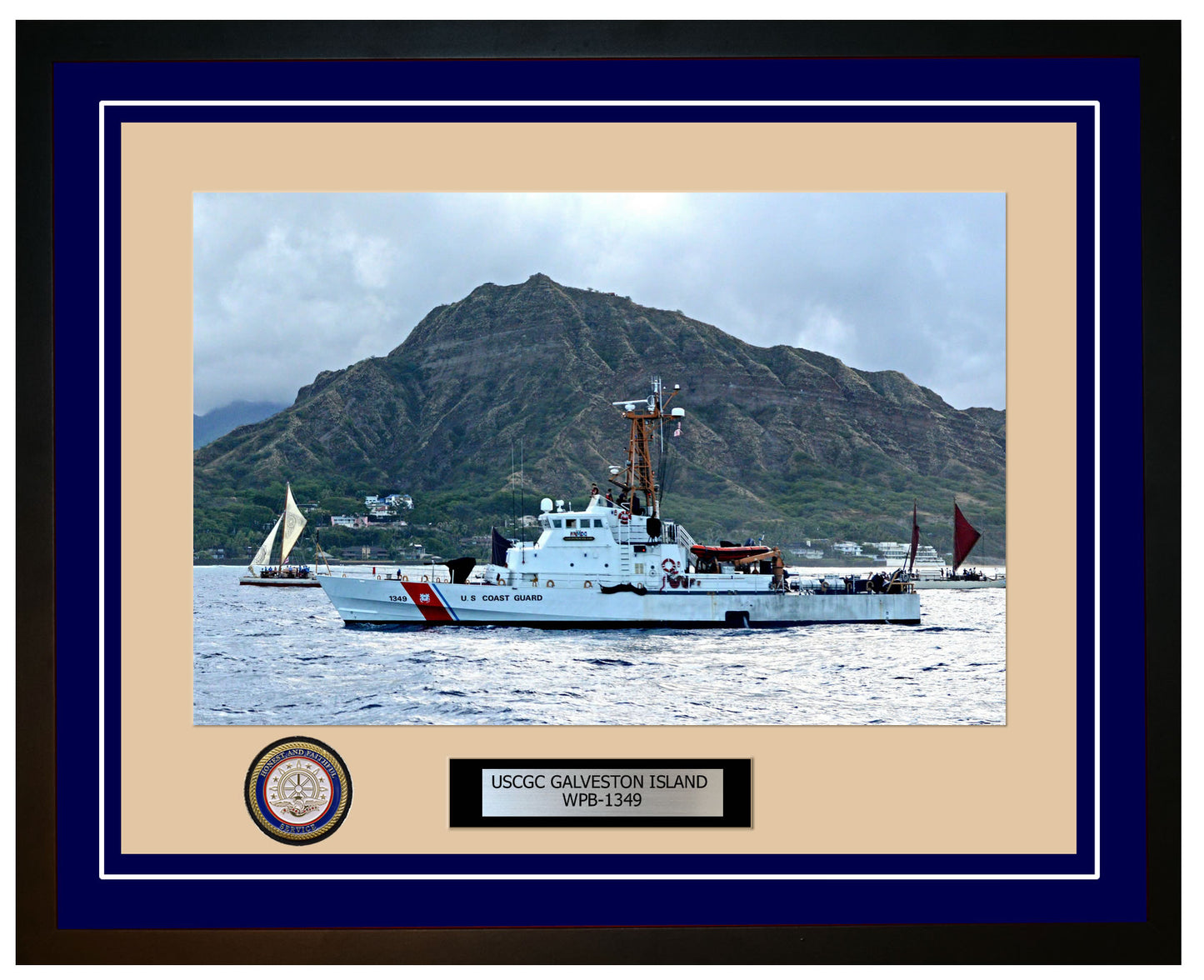 USCGC GALVESTON ISLAND WPB 1349 Framed Coast Guard Ship Photo Blue 183WPB1349