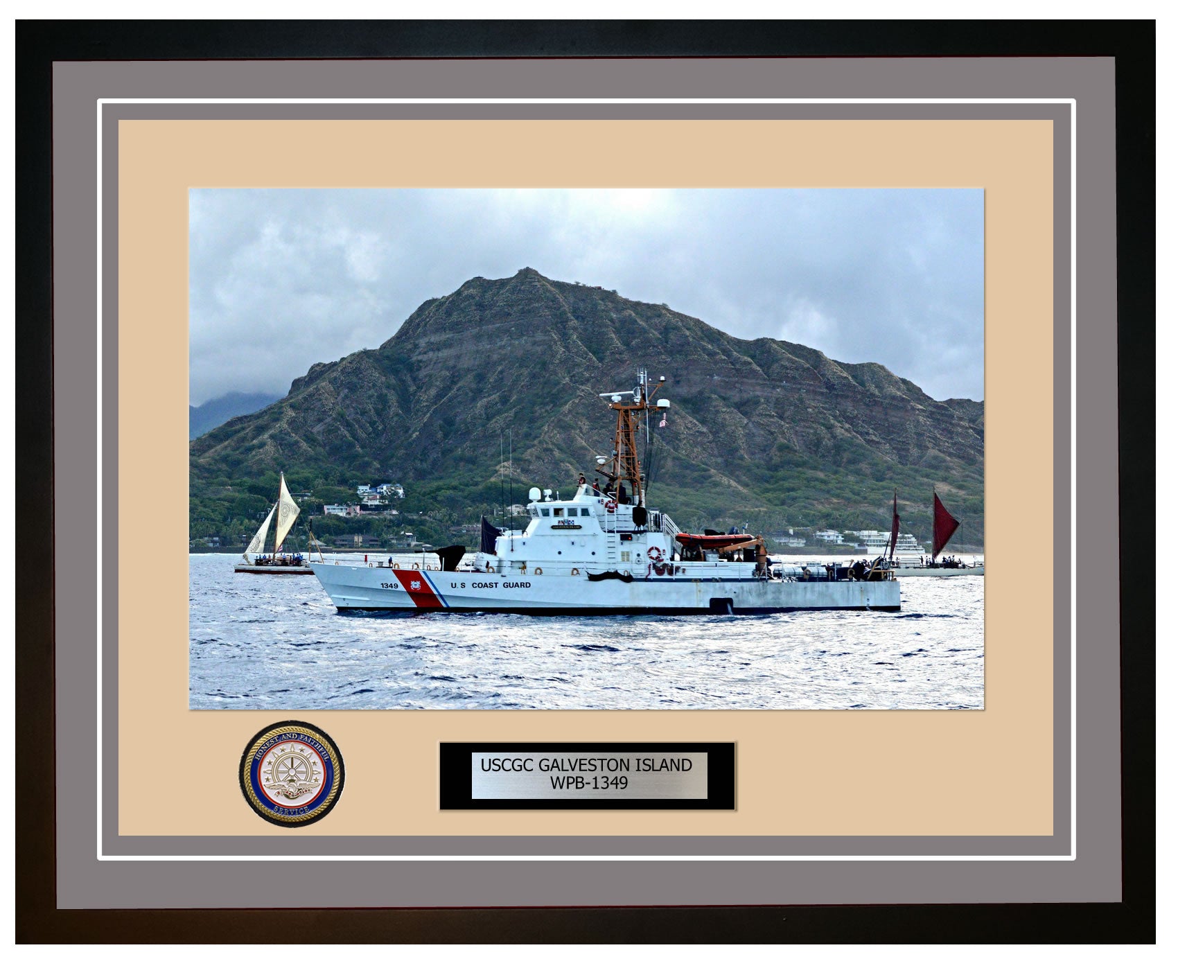 USCGC GALVESTON ISLAND WPB 1349 Framed Coast Guard Ship Photo Grey 183WPB1349