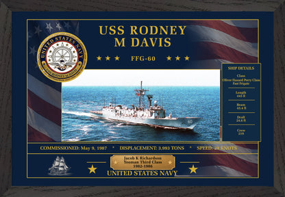 USS Rodney M Davis FFG-60 Framed Patriotic Art