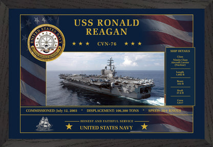 USS Ronald Reagan CVN-76 Framed Patriotic Art