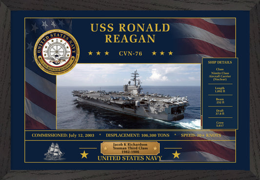 USS Ronald Reagan CVN-76 Framed Patriotic Art
