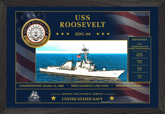 USS Roosevelt DDG-80 Framed Patriotic Art