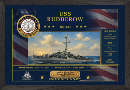 USS Rudderow DE-224 Framed Patriotic Art