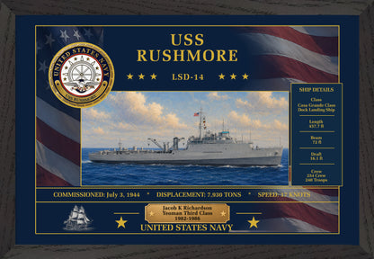 USS Rushmore LSD-14 Framed Patriotic Art