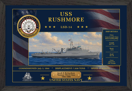 USS Rushmore LSD-14 Framed Patriotic Art
