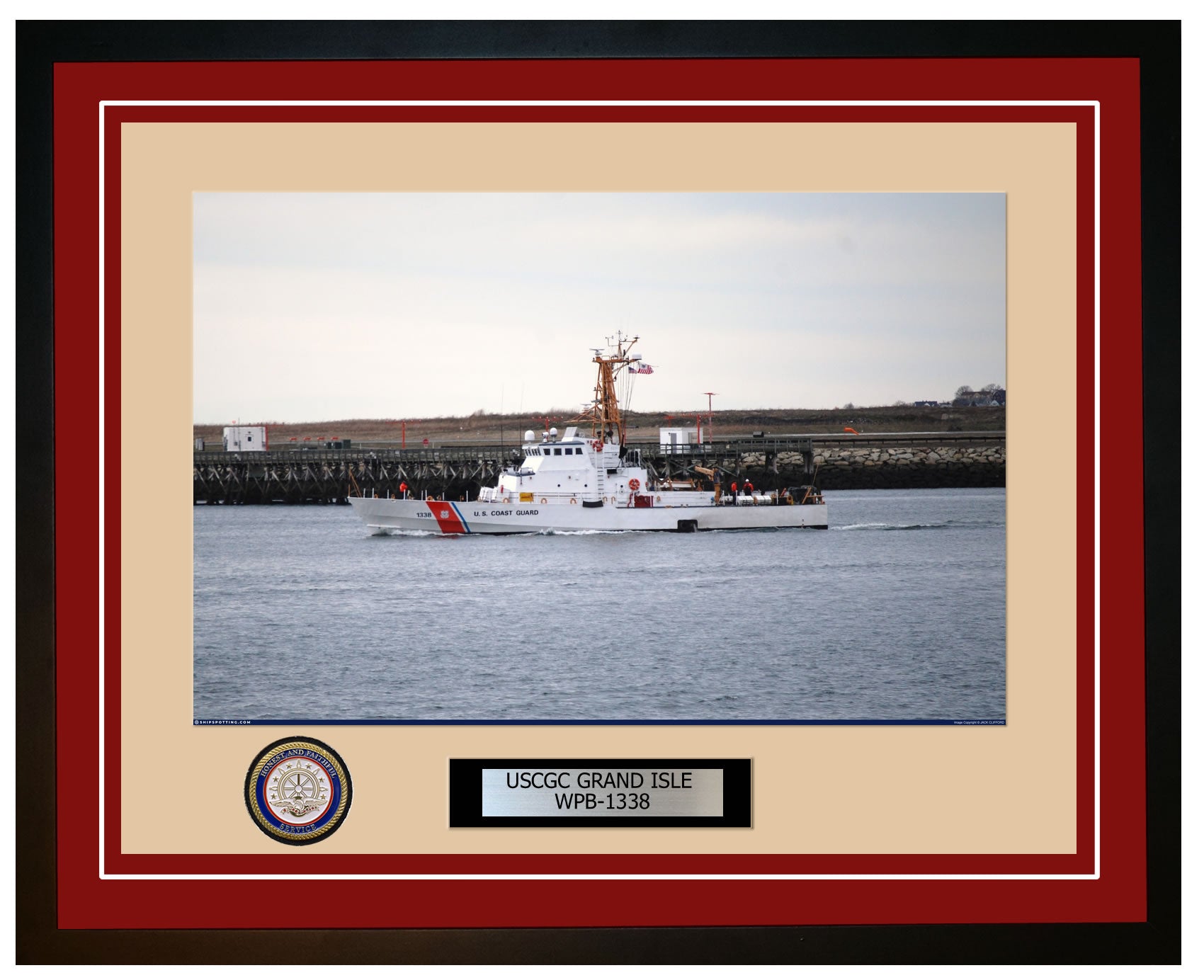 USCGC GRAND ISLE WPB 1338 Framed Coast Guard Ship Photo Burgundy 186WPB1338