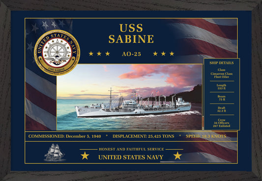 USS Sabine AO-25 Framed Patriotic Art