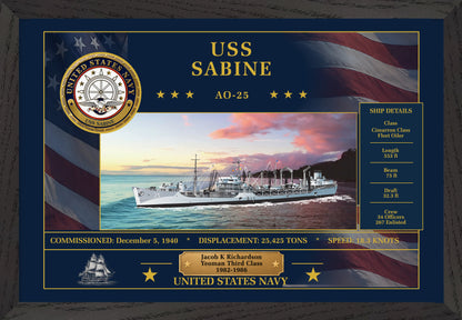 USS Sabine AO-25 Framed Patriotic Art