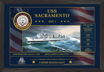 USS Sacramento AOE-1 Framed Patriotic Art