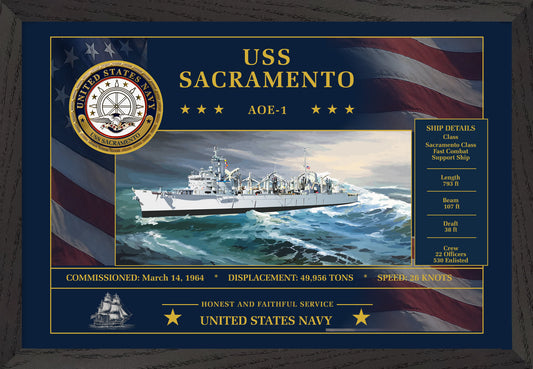 USS Sacramento AOE-1 Framed Patriotic Art