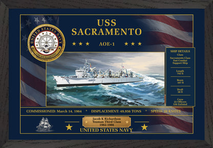 USS Sacramento AOE-1 Framed Patriotic Art