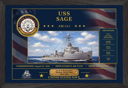 USS Sage AM-111 Framed Patriotic Art