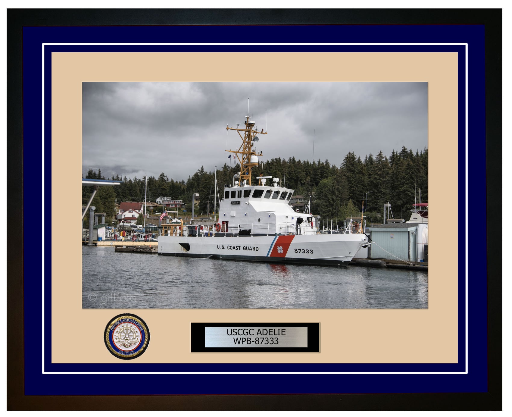 USCGC ADELIE WPB 87333 Framed Coast Guard Ship Photo Blue 187WPB87333