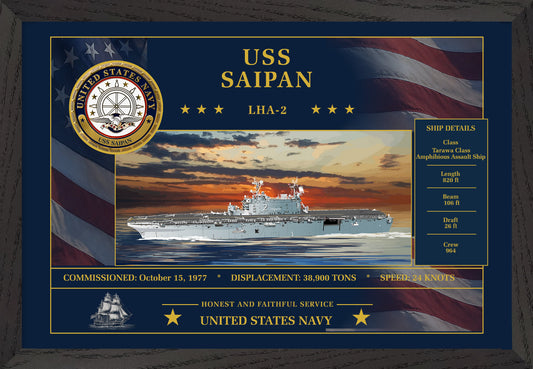 USS Saipan LHA-2 Framed Patriotic Art