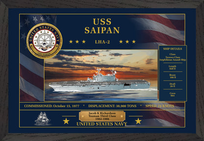USS Saipan LHA-2 Framed Patriotic Art