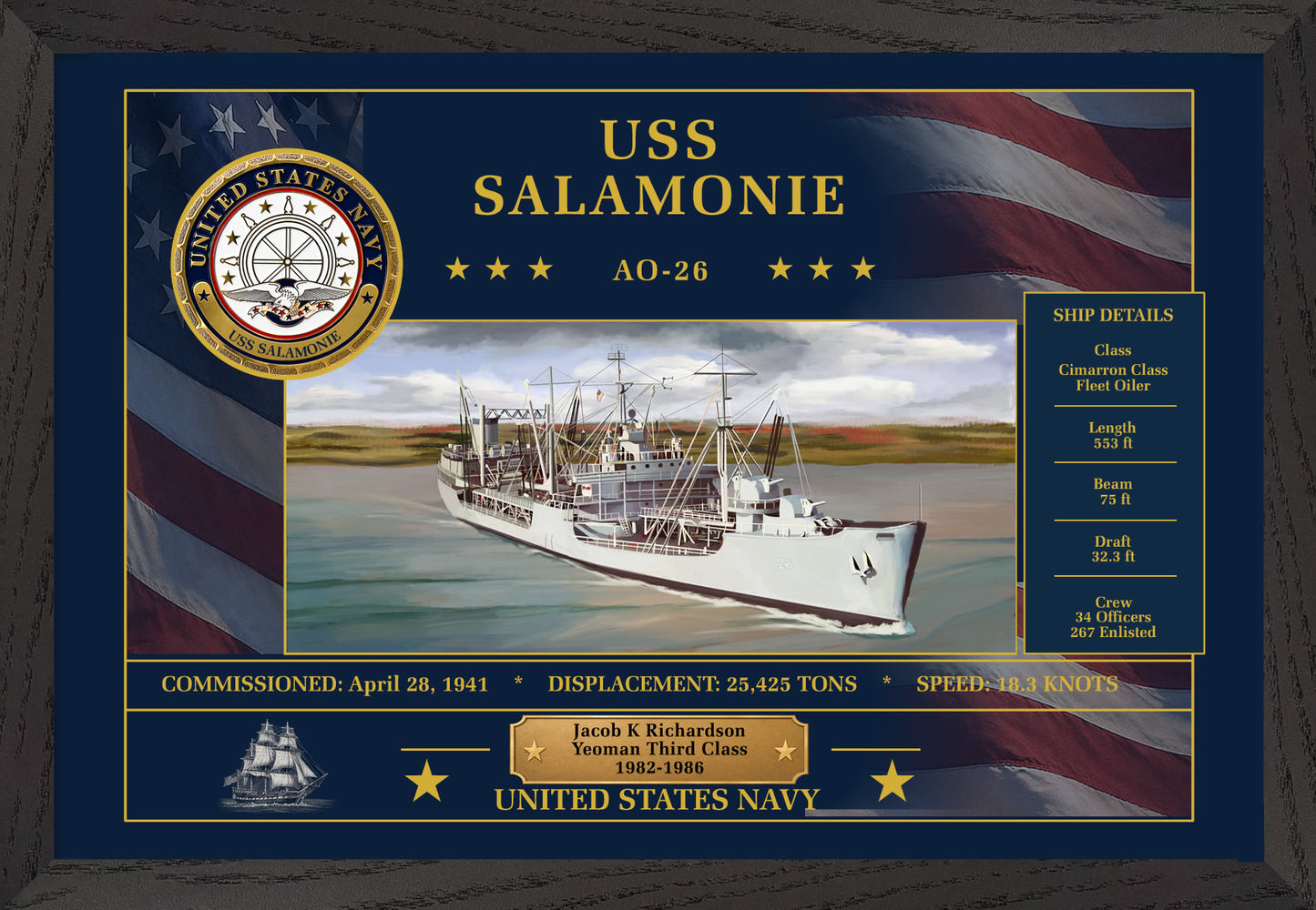 USS Salamonie AO-26 Framed Patriotic Art
