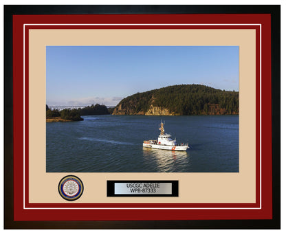 USCGC ADELIE WPB 87333 Framed Coast Guard Ship Photo Burgundy 188WPB87333