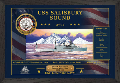 USS Salisbury Sound AV-13 Framed Patriotic Art