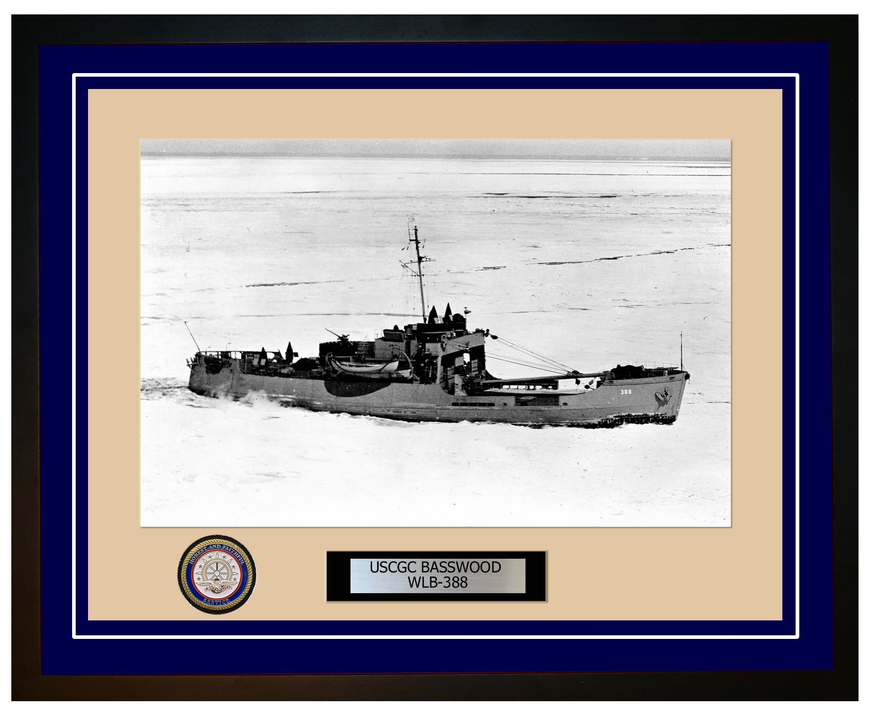 USCGC BASSWOOD WLB 388 Framed Coast Guard Ship Photo Blue 18WLB388