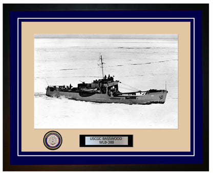 USCGC BASSWOOD WLB 388 Framed Coast Guard Ship Photo Blue 18WLB388