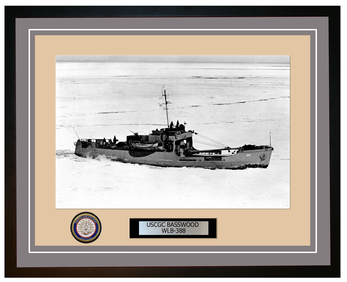 USCGC BASSWOOD WLB 388 Framed Coast Guard Ship Photo Grey 18WLB388