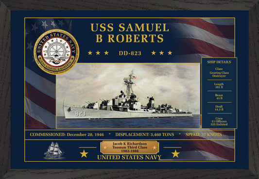 USS Samuel B Roberts DD-823 Framed Patriotic Art