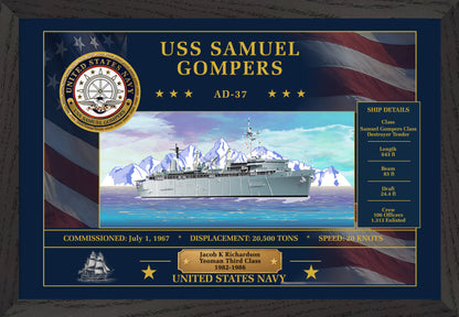 USS Samuel Gompers AD-37 Framed Patriotic Art