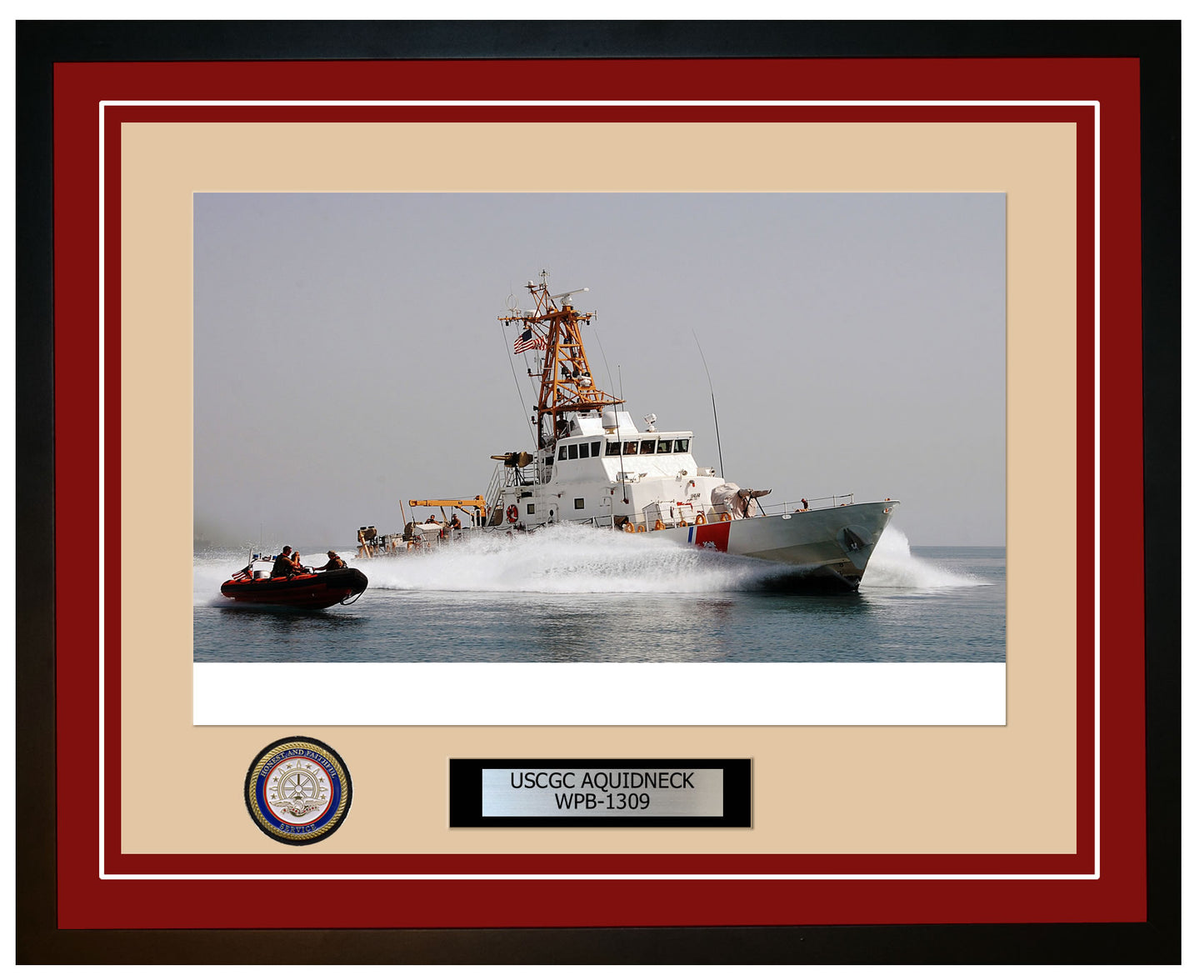 USCGC AQUIDNECK WPB 1309 Framed Coast Guard Ship Photo Burgundy 190WPB1309