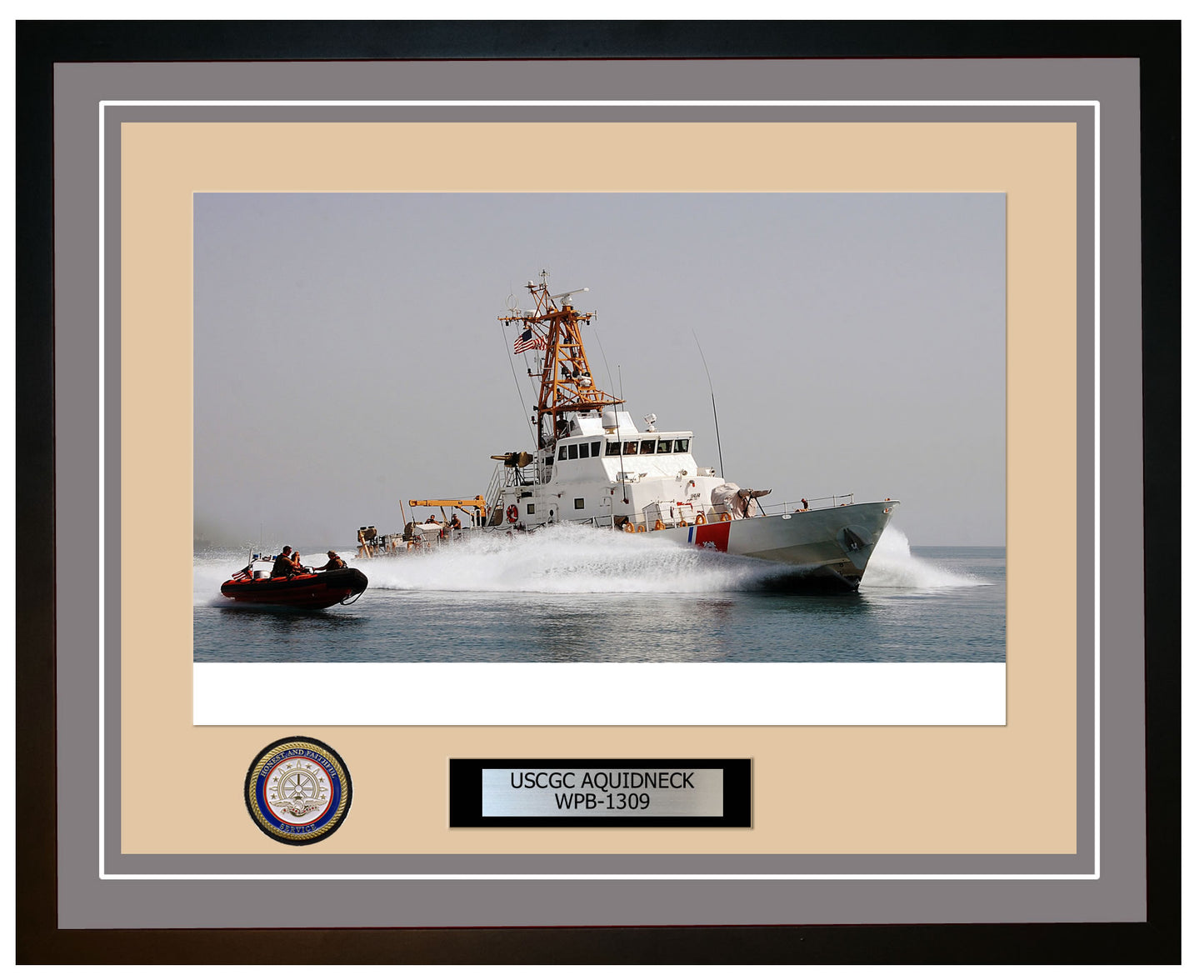 USCGC AQUIDNECK WPB 1309 Framed Coast Guard Ship Photo Grey 190WPB1309