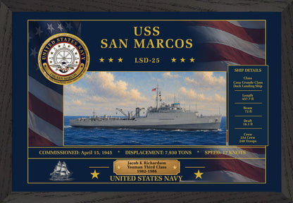 USS San Marcos LSD-25 Framed Patriotic Art
