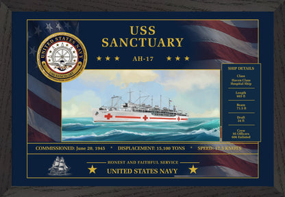 USS Sanctuary AH-17 Framed Patriotic Art