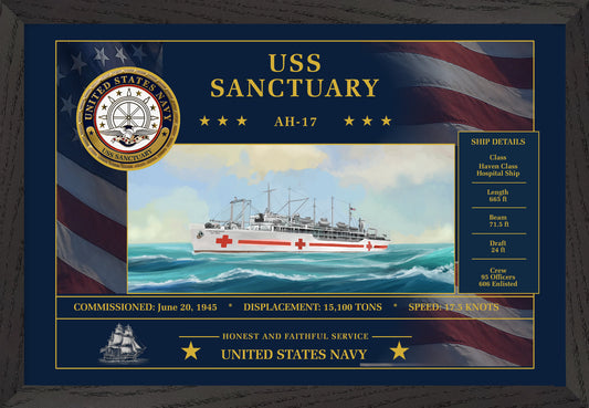USS Sanctuary AH-17 Framed Patriotic Art