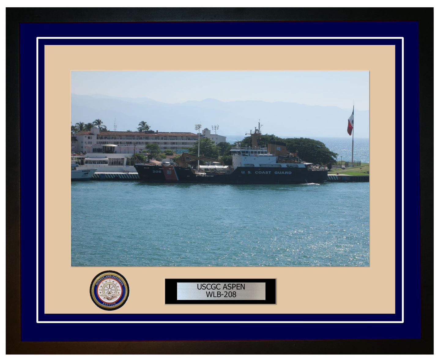 USCGC ASPEN WLB 208 Framed Coast Guard Ship Photo Blue 191WLB208