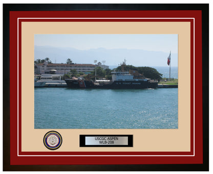 USCGC ASPEN WLB 208 Framed Coast Guard Ship Photo Burgundy 191WLB208