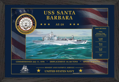USS Santa Barbara AE-28 Framed Patriotic Art