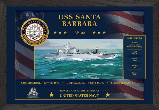 USS Santa Barbara AE-28 Framed Patriotic Art