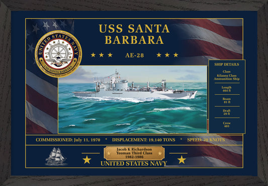 USS Santa Barbara AE-28 Framed Patriotic Art