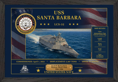USS Santa Barbara LCS-32 Framed Patriotic Art