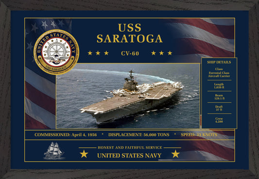 USS Saratoga CV-60 Framed Patriotic Art