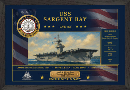 USS Sargent Bay CVE-83 Framed Patriotic Art