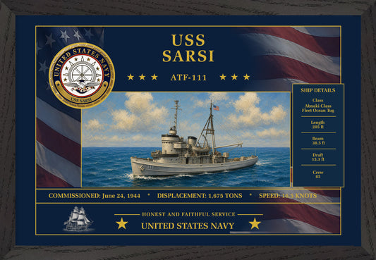 USS Sarsi ATF-111 Framed Patriotic Art