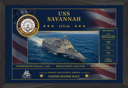 USS Savannah LCS-28 Framed Patriotic Art