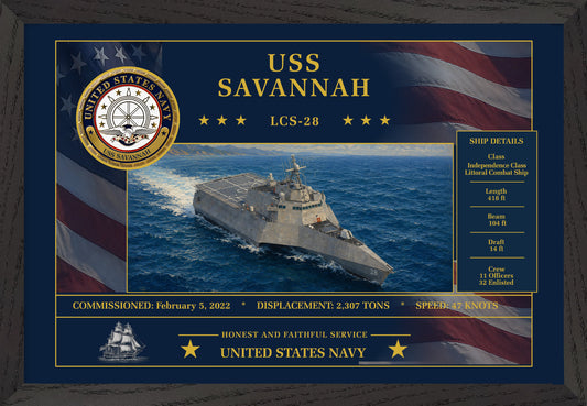 USS Savannah LCS-28 Framed Patriotic Art