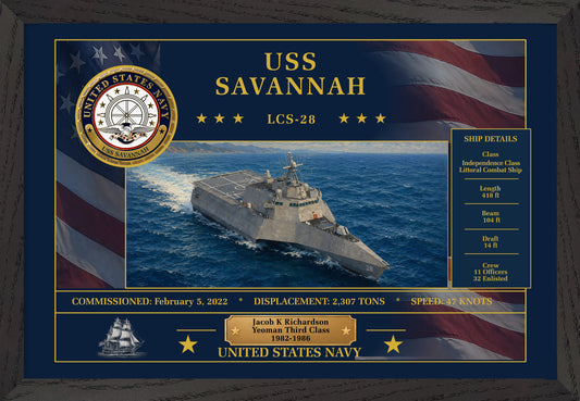 USS Savannah LCS-28 Framed Patriotic Art
