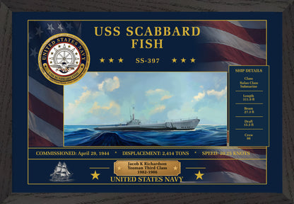 USS Scabbard Fish SS-397 Framed Patriotic Art