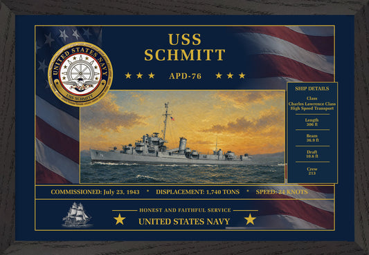 USS Schmitt APD-76 Framed Patriotic Art