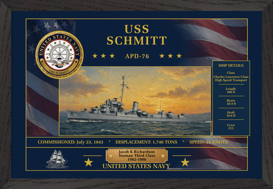 USS Schmitt APD-76 Framed Patriotic Art