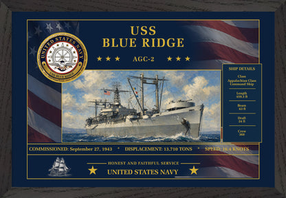 USS Blue Ridge AGC-2 Framed Patriotic Art