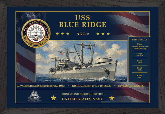 USS Blue Ridge AGC-2 Framed Patriotic Art