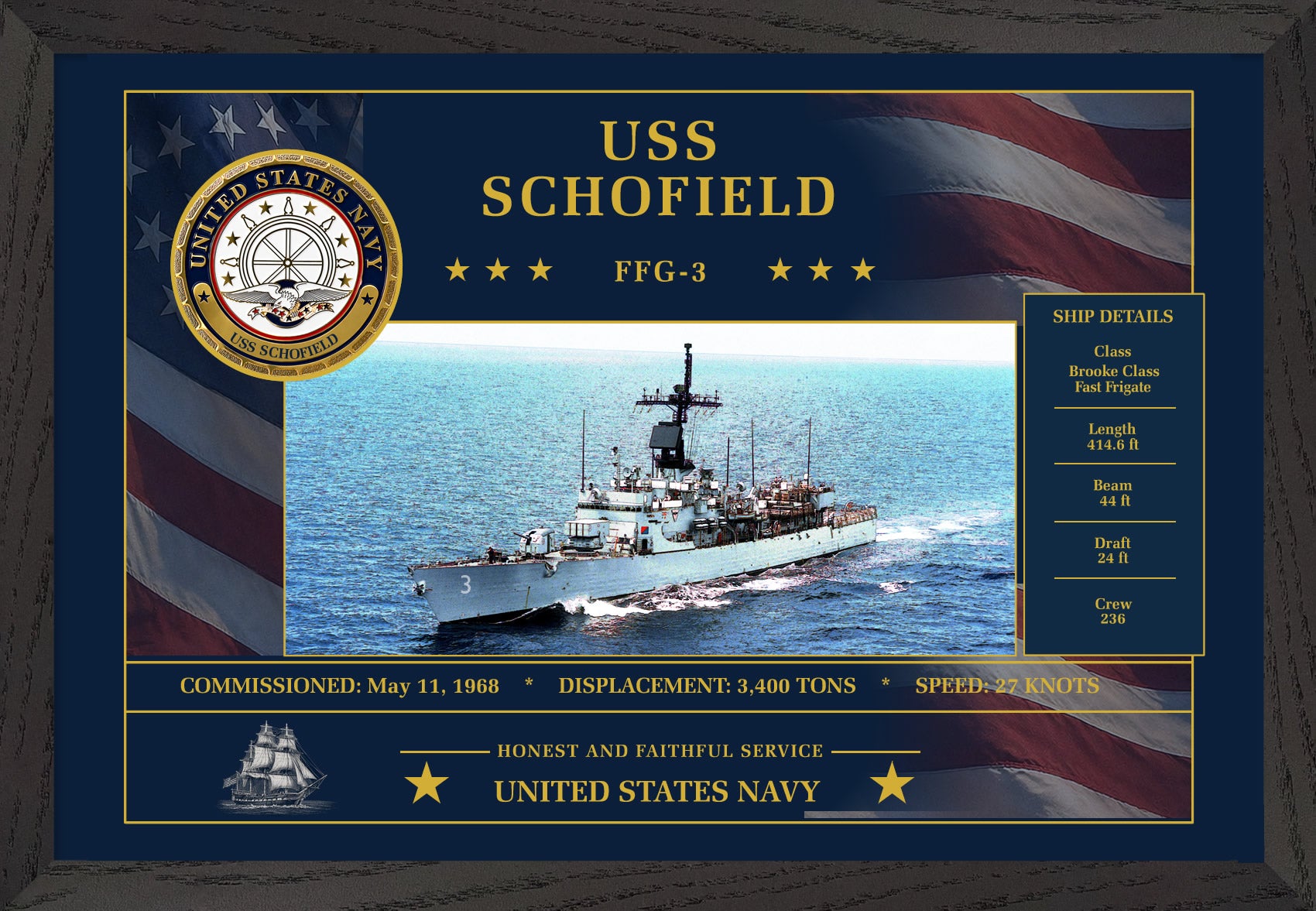 USS Schofield FFG-3 Framed Patriotic Art
